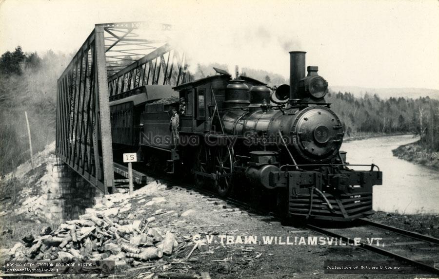 Postcard: Central Vermont train, Williamsville, Vermont